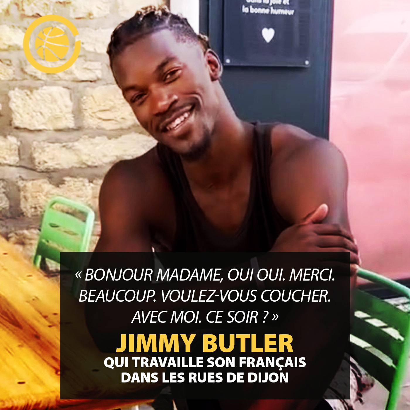 Jimmy Butler travaille son français dans les rues de Dijon